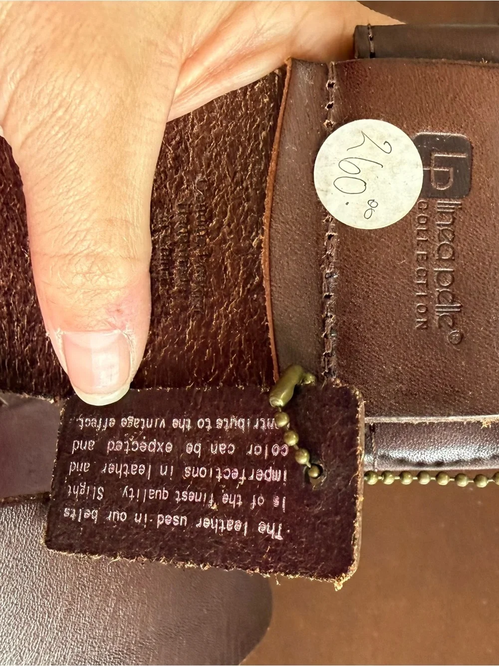 Linea Pelle Brown Braided Leather Belt with Gold-Tone Round Buckle